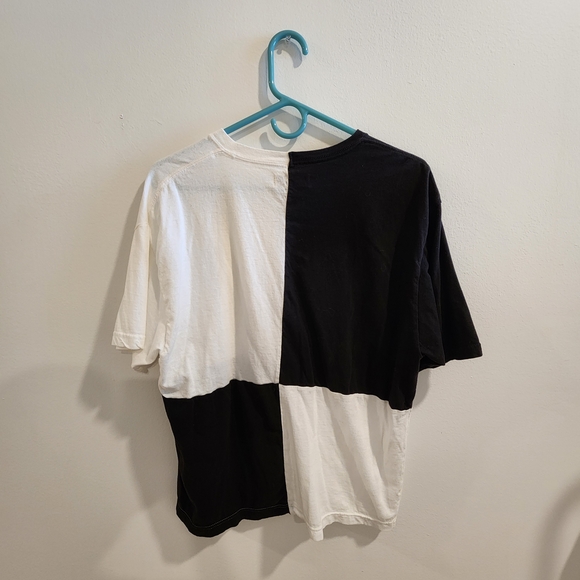 Laurs Kemp Black & White Chess T-Shirt Colorblock Upcycled Portland Designer - Picture 3 of 3